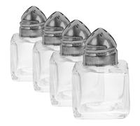 OSALADI Lot de 4 Mini Bouteilles D'assaisonnement en Verre Transparent 50 Ml, Distributeurs de Sel et Poivre Cuisine Extérieure et Barbecue, Flacons Portables et Étanches pour Épices