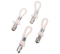 OSALADI Lot de 4 Pinces à Serviettes Suspendues en Fer Corde de Coton Finition Blanc et Naturel Clips Résistants Antirouille pour Salle de Bain Accessoires Pratiques pour Suspendre
