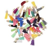 OSALADI Lot de 50 Pompons en Cuir Colorés Soi-même, Pendentifs Décoratifs pour Porte-clés, Accessoires de Bricolage Faits Main, Ornements Pompon pour Bijoux et Paquet Couleur Aléatoire