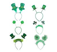 OSALADI Lot de 6 Bandeaux Cheveux Verts Saint-patrick en Paillettes Trèfle Irlandais, Accessoires Fête pour Femme, Serrage-tête Décoratif Photo, Fournitures Festivités, Plusieurs styles
