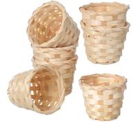 OSALADI Lot de 6 Paniers de Rangement en Bambou Tressé Grosse Taille Panier de Table Décoratif pour Fleurs Bureau Cuisine Naturel et Léger