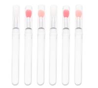OSALADI Lot de 6 Pinceaux à Lèvres en Silicone avec Couvercle Tête Souple et Solide Format Portable Transparent Applicateurs Pratiques pour Maquillage Rouge à Lèvres et Masque Beauté