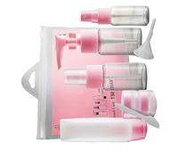OSALADI Lot de 9 set de Flacons de Voyage Transparents en PET Pulvérisateurs Rechargeables pour Shampoing et Lotion Kit Portable Rose pour Hygiène et Soin en Déplacement