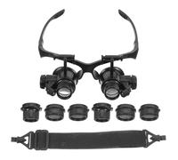 OSALADI Loupe Frontale pour Bijoutier avec Lentilles Détachables 10X-25X Bandeau Réglable Léger Outil de Loupe à Montage sur Tête pour Réparation de Bijoux et Montres Éclairage LED