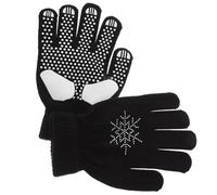 OSALADI Maille Moufles de Ski Noirs avec Décorations Brillantes | Protection le Froid, Accessoires de Patinage Artistique, Snowboard et Glace, Style Chic Élégant