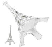 OSALADI Maquette Métal Tour Eiffel LED Argentée, Décoration Unique Maison Bureau, Ornement Décoratif Architectural, Souvenir Voyage, Figurine Métallique Design Créatif 17 Cm