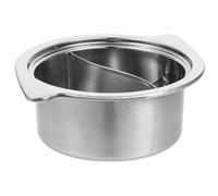OSALADI Marmite à Soupe Inoxydable 16 Cm, Pot Multifonctionnel à Double Compartiment pour Fondue Chinoise et Hot Pot, Batterie Cuisine Compatible Induction, Ustensile de Cuisson pour