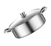 OSALADI Marmite en Acier Inoxydable 28 Cm, Casserole à Double Compartiment pour Fondue, Compatible Induction, Pot Cuisson Alimentaire Multifonction, Batterie la Cuisine Induction, Poêle