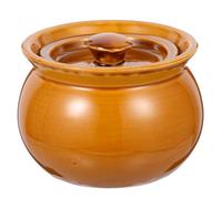 OSALADI Marmite en Céramique 400 Ml Marron Cuisine, Bol à Ragoût Maison, Casserole à Soupe Résistante la Chaleur, Accessoire de Cuisson pour Plats Mijotés et Soupe au Quotidien