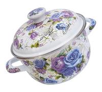 OSALADI Marmite en Émail Épaissie 20 Cm Double Poignée, Cocotte Multifonction Compatible Feux Y Compris Induction, Casserole à Ragoût pour Maison Couvercle, Cuisson Uniforme et Économie