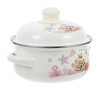 OSALADI Marmite en Émail Vintage 16 Cm Double Anse et Couvercle, Casserole Épaisse pour Soupe, Ragoût et Nouilles, Compatible Cuisinières Gaz et Induction, Ustensile Style Style Aléatoire