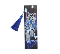 OSALADI Marque Page Résine Diy avec Motif Tigre Peinture à Perles Marque Page Fait Main Art et Décoration avec Pompon pour Âges