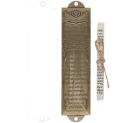 OSALADI Mezouzah en Alliage Métal Rétro 132Mm Bleu Antique Ornement Religieux Hébreu pour Porte Décoration Maison Spirituelle Plaque Bénédiction Mezuzah Écriture Hébraïque
