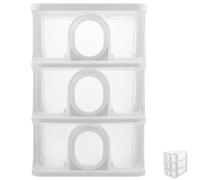 OSALADI Organiseur de Bureau à 3 Tiroirs Petit Format Boîte de Rangement Transparente en Plastique Blanc Tiroirs Empilables pour Cosmétiques et Fournitures Rangement Bureau Pratique et