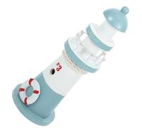 OSALADI Ornement de Phare Nautique en Bois, Petite Taille, Couleur Bleu Clair, Décoration de Table Méditerranéenne pour Maison et Bureau, Objet Décoratif Côtier pour Ambiance Marine