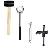 OSALADI Ouvre-noix en Acier Inoxydable 4 Pièces, Kit D’accessoires Cuisine Réutilisables pour Ouvrir Noix Tropicale, Outil Perçage et Râpage, Adapté la Maison Cuisine