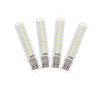 OSALADI Pack de 4 Mini Lampes LED USB 8-led 200lm Lumière Décorative Veilleuse pour Ordinateur de Bureau et Alimentation Mobile en Plastique Haute Résistance