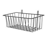 OSALADI Panier Mural Suspendu en Fer Noir Moyen, Panier de Rangement Multifonctionnel Cuisine et Salle de Bain, Étagère Murale sans Perçage pour Organiser Articles de Toilette et Épices,