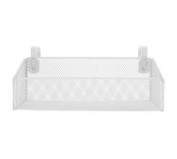 OSALADI Panier Suspendu en Métal Blanc Petit Modèle avec Crochet 4,6 Cm, Panier de Rangement Double Couche pour Dortoir, Bureau et Lit Superposé, Organiseur Polyvalent pour Accessoires