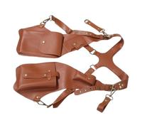 OSALADI Paquet Antivol sous Aisselle en Cuir PU Marron Double Bandoulière | Pochette Multipoches pour Téléphone et Portefeuille, Design Stable sans Rebond, Accès Rapide aux Cartes