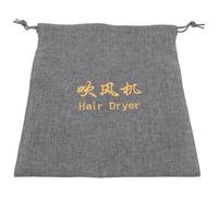 OSALADI Paquet pour Sèche-Cheveux en Tissu de Chanvre Gris, Paquet à Cordon Multifonction pour Rangement et Voyage, Organiseur de Sèche-Cheveux Compact pour Accessoires et Coiffure