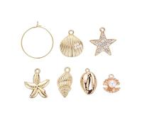 OSALADI Pendentifs De Boucles D'oreilles Diy Style Marin 24 Pcs Couleur or Accessoires Boucles D'oreilles Pendantes Pour Créations Bijoux Artisanales Présents Loisirs Créatifs