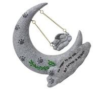 OSALADI Pierre Commémorative Lune Chat, Mémorial pour Félin, Résine | Forme Lune, Usage Intérieur et Jardin, Objet Décoratif, pour Souvenir, Compassion et Respect