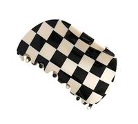OSALADI Pince à Cheveux Requin Moyen de Demi-cercle Motif Carreau Noir et Blanc Accessoire Coiffure Femme Pratique et Solide Clip Cheveux Élégant pour Usage Quotidien Polyvalente