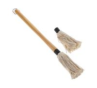 OSALADI Pinceau à Badigeonner pour Barbecue Manche en Bois Brosse à Huile en Coton Remplaçable Lot de 3 Set de Pièces pour Marinade et Cuisson au Gril