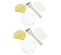 OSALADI Pinceau Plat pour Fond de Teint Liquide et Crème Houppette à Poudre Blanche Palette de Mélange Visage Kit Maquillage 2 Sets Outil Estompeur Précis pour Teint Uniforme et