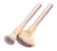 OSALADI Pinceaux de Maquillage Multi-Usages pour Blush et Highlighter 2 Pièces Pinceau Éventail Grand Format et Pinceau Poudre Poils Denses et Fins Manche Ergonomique pour Maquillage