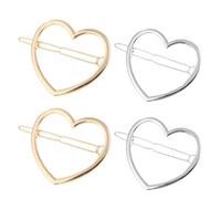 OSALADI Pinces à Cheveux en Alliage Forme Cœur 4 Pièces, Accessoires Coiffure Femme Créatifs, Bien Polis, Maintien Vie Quotidienne et Anniversaires