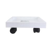 OSALADI Plateau à roulettes Carré pour Pots de Fleurs Support Mobile en Plastique Blanc Bac de Récupération d'eau Base Solide Roues Pivotantes Intérieur et Extérieur