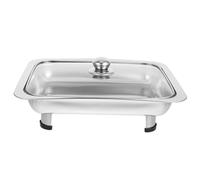 OSALADI Plateau Rectangulaire en Acier Inoxydable avec Couvercle, Plateau de Buffet 1 Pièce, Bac Gastro Inox la Cuisine, Support pour Aliments de Buffet, Plat de Service Solide