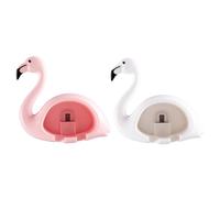 OSALADI Porte-brosses à Dents Mural Adhésif 2 Pièces Ventouses Flamant Rose, Installation Facile sans Perçage, Matériau Abs Non Marqué pour Salle de Bain