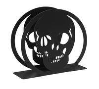 OSALADI Porte-Serviettes en Métal Noir avec Motif Tête de Mort, Petit Format avec Pieds Antidérapants, Cuisine, Salle à Manger et Réunions de Famille, Accessoire Décoration Halloween