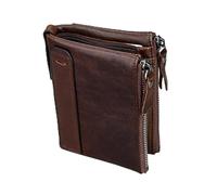 OSALADI Portefeuille Cuir Marron pour Homme Protection RFID, Grosse Capacité, Fermeture Éclair Facile à Ouvrir, Design Court et Élégant pour Usage Quotidien