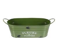 OSALADI Pot de Fleurs Rétro Ovale en Fer Peint Vert, Pot Décoratif en Métal Vintage Double Anses, pour Plantes Succulentes et Décoration Intérieure ou Extérieure, Seau à Fleurs Robuste 1