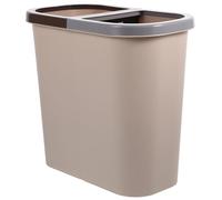 OSALADI Poubelle Double sans Couvercle Petite Taille en Plastique Marron, Conteneur à Ordures Cuisine et Salle de Bain, Poubelle Cuisine à Double Compartiment pour Tri des Déchets Humide