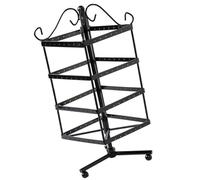 OSALADI Présentoir à Bijoux Carré Rotatif en Fer Noir, 1 Pièce, Porte-boucles D'oreilles Pratique pour Rangement et Exposition, Étagère à Bijoux pour Coiffeuse et Commode, Organisateur