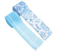 OSALADI Ruban Décoratif Bleu Océan en Polyester, 2 Pièces, pour Couronnes et Décorations de Fête, Design Marin Élégant Bord Fil Rigide Facile à Modeler