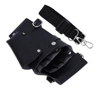 OSALADI Sacoche Ceinture pour Ciseaux de Coiffeur en Cuir Noir, Pochette Artisanale Légère et Compacte Poches Multiples pour Outils de Coiffure, Transport Professionnel et Usage Salon -
