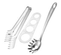 OSALADI Set Ustensiles pour Pâtes 3 Pièces en Acier Inoxydable, Règle de Mesure Spaghetti, Pince à Pâtes et Cuillère à Nouilles, Accessoire la Cuisine Pratique pour Cuisson et Service