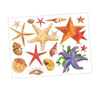 OSALADI Sticker Mural Autocollant Étoile De Mer Coloré Décoratif Pour Salle De Bain Chambre Et Fenêtre Pvc Auto-adhésif Facile à Poser Résidu