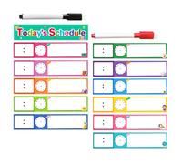 OSALADI Tableau de Routine Quotidienne Effaçable pour Garçon et Filles - 12 Cartes Colorées avec Stylo Effaçable à Sec - Affichage Visuel D’Emploi du Temps Scolaire et Domestique - Aide à