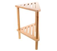 OSALADI Tabouret de Triangulaire en Bambou, Double Couche | Rangement D’angle pour Salle de Bain, Repose-pieds Stable, Finition Lisse et Veinure Claire