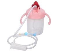 OSALADI Tasse à Bec pour Adultes Âgés 300ml, Deux Poignées, Rose | PP et Silicone, Paille Souple avec Couvercle, Graduations Visibles, Usage à Domicile Position Allongée