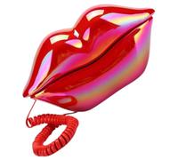 OSALADI Téléphone Filaire à Lèvres Rouges Original 27 Cm Artisanat Plastique Son Clair Décoration Intérieure Bureau Présent Créatif