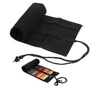 OSALADI Trousse à Crayons Enroulable Toile Étui Grand Capacité Fentes pour Crayons de Couleur et Stylos Organiseur Pratique et Élégant pour Artistes et Étudiants Noir