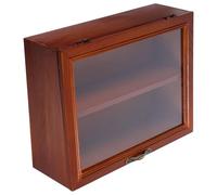 OSALADI Vitrine de Bureau Vintage en Bois Massif Petite Taille Armoire de Rangement Porte à Bascule en Acrylique Étagère Murale Poser pour Présentation et Organisation de Figurines et